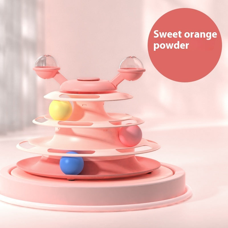 4 Levels Cat Toy Tower Turntable Roller Balls Toys Interactive