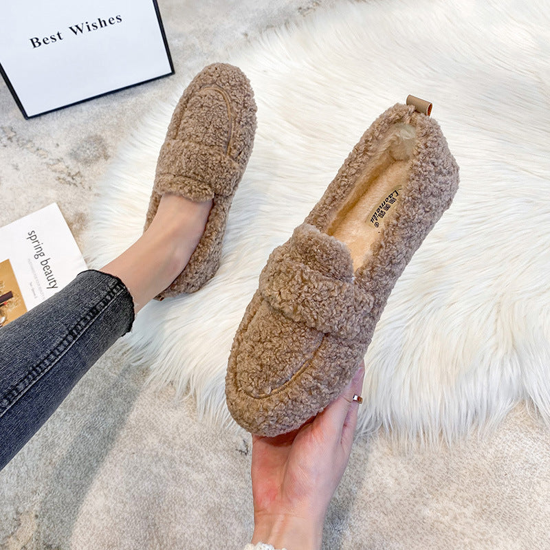 Winter Plush Flats Shoes Ins Fashion Slip On Loafers