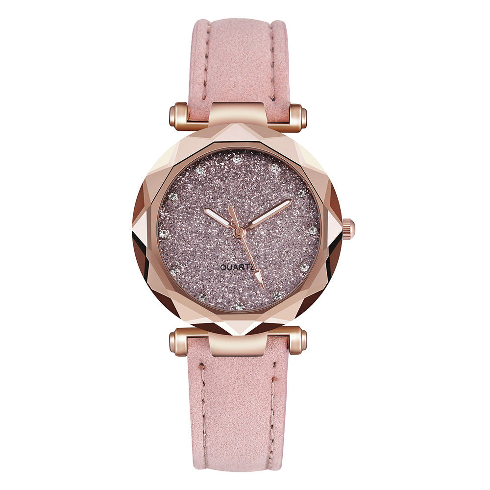 Casual Women Romantic Starry Sky Wrist Watch Leather