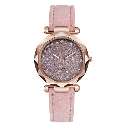 Casual Women Romantic Starry Sky Wrist Watch Leather