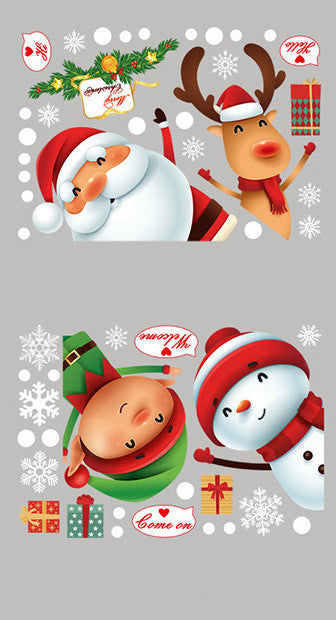 Santa Snowman Glass Sticker Window Arrangement