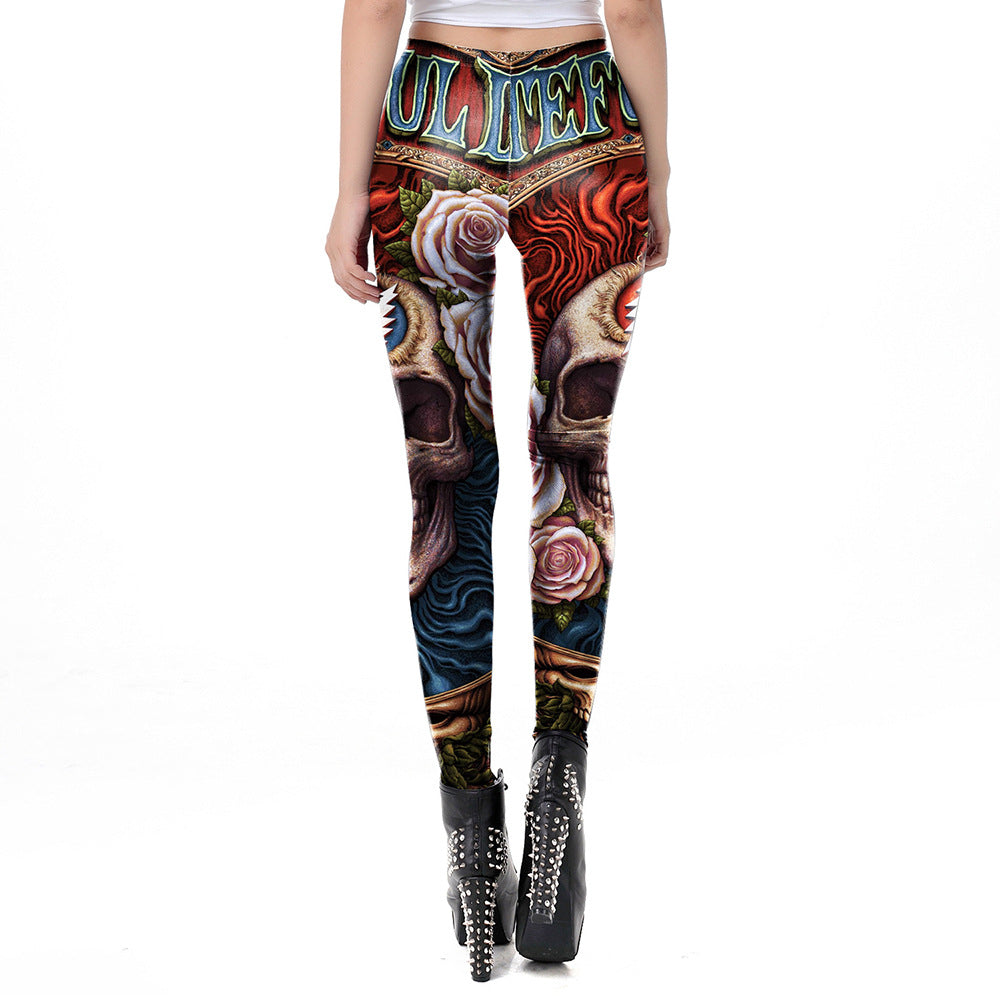 Halloween Skull Pattern Print Ladies Leggings