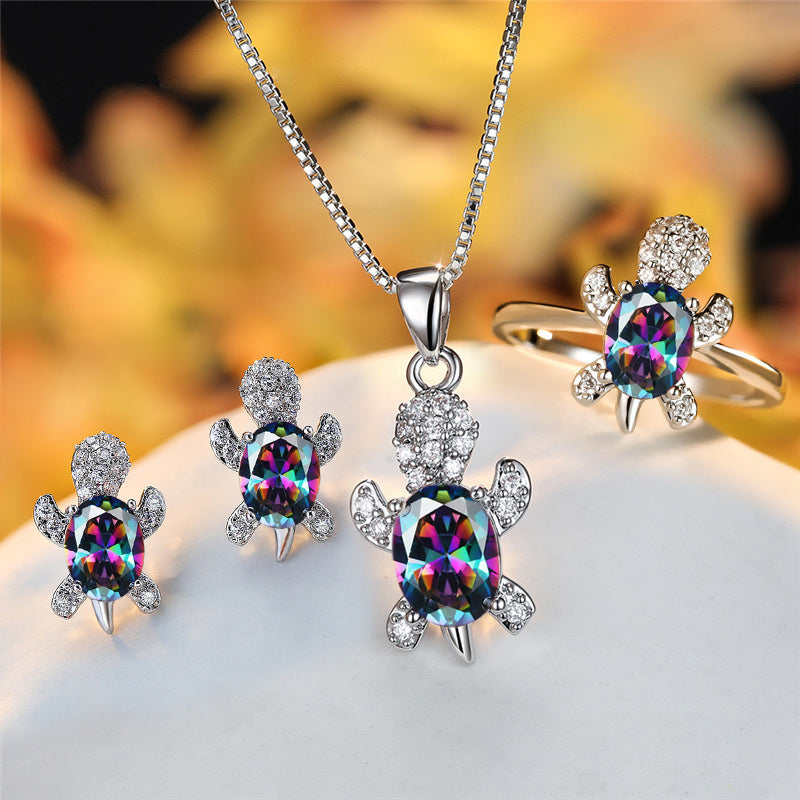 Fashion Oval Zircon Pendant Turtle Shape Necklaces