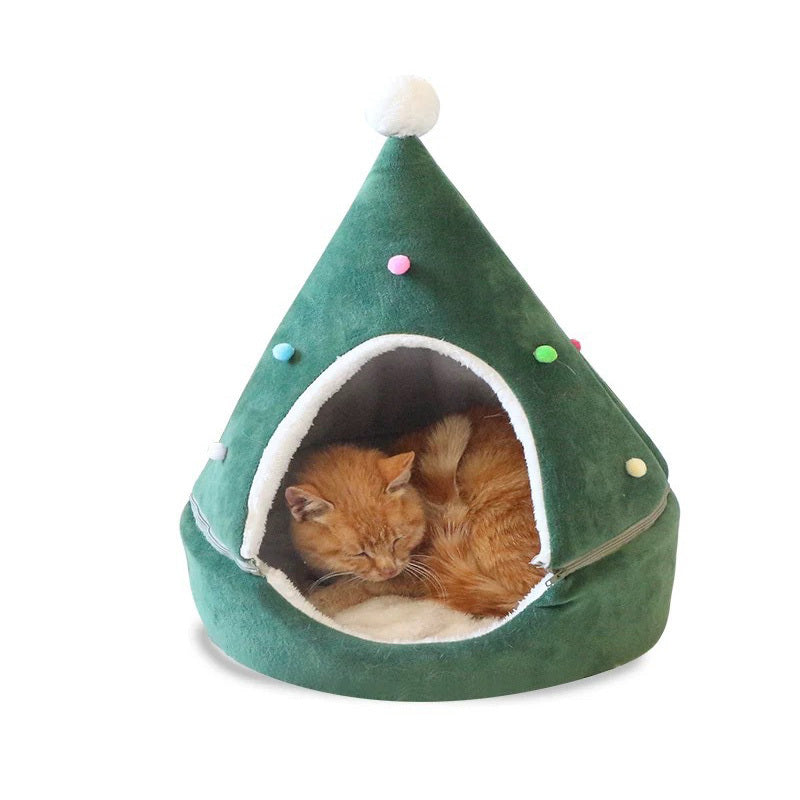 Christmas Tree Pet Bed Winter Warm Pet Nest