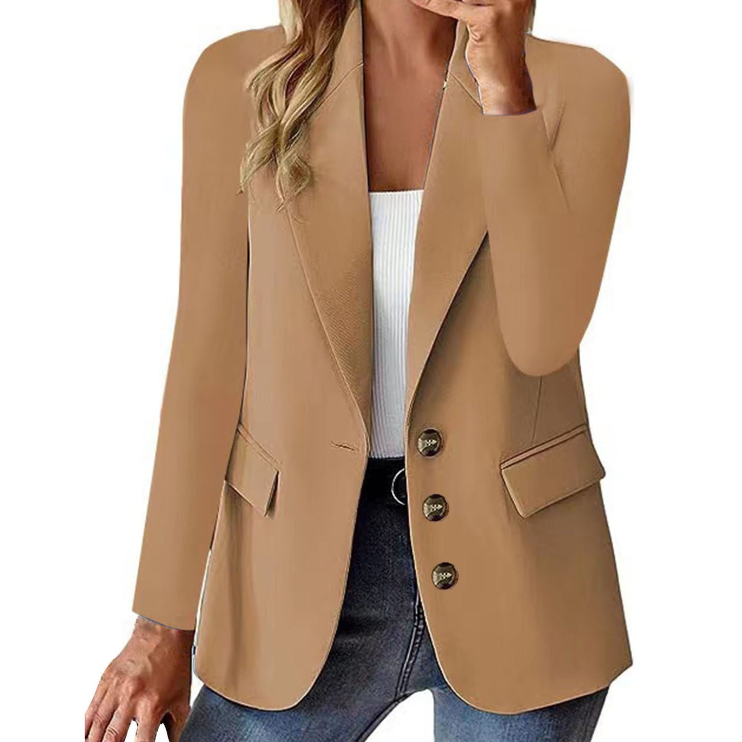 Fashion Casual Women Blazer Long-sleeved Solid Color