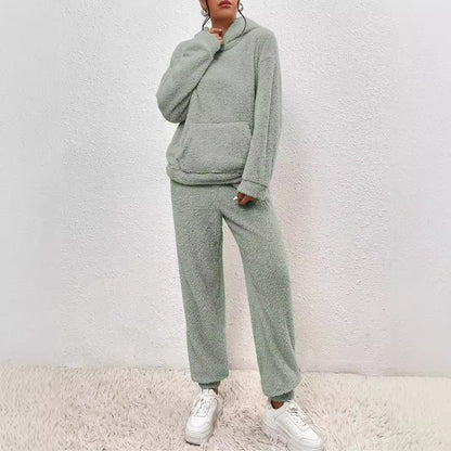 Winter Plush Pajama Set Fashion Casual Hooded Top
