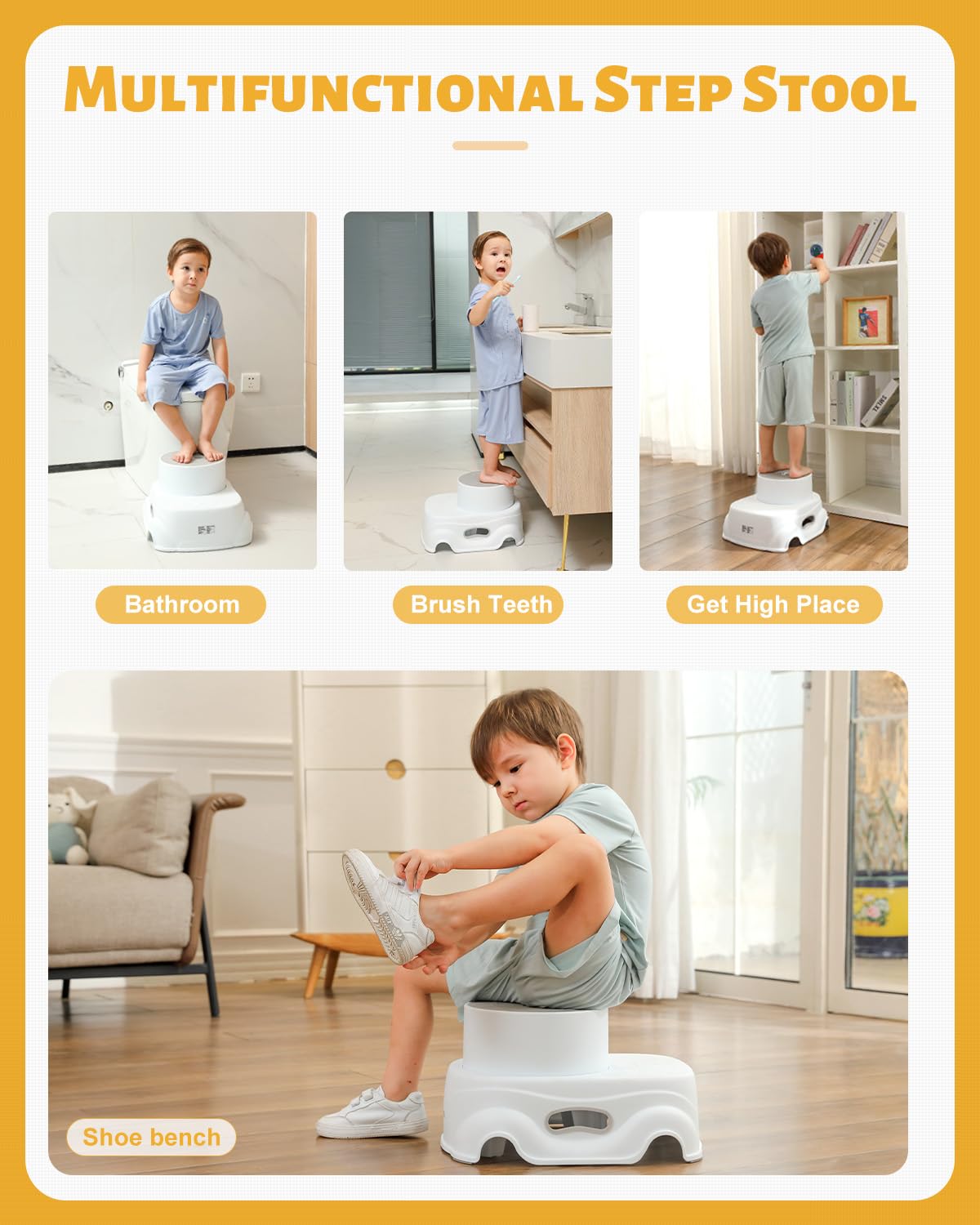 Padded 2-Step Step Stool 2-Step Footstool - Step Stool Non-slip