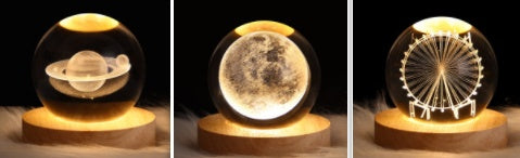 Luminous Starry Sky And Planets Moon Moon Crystal Ball Lamp