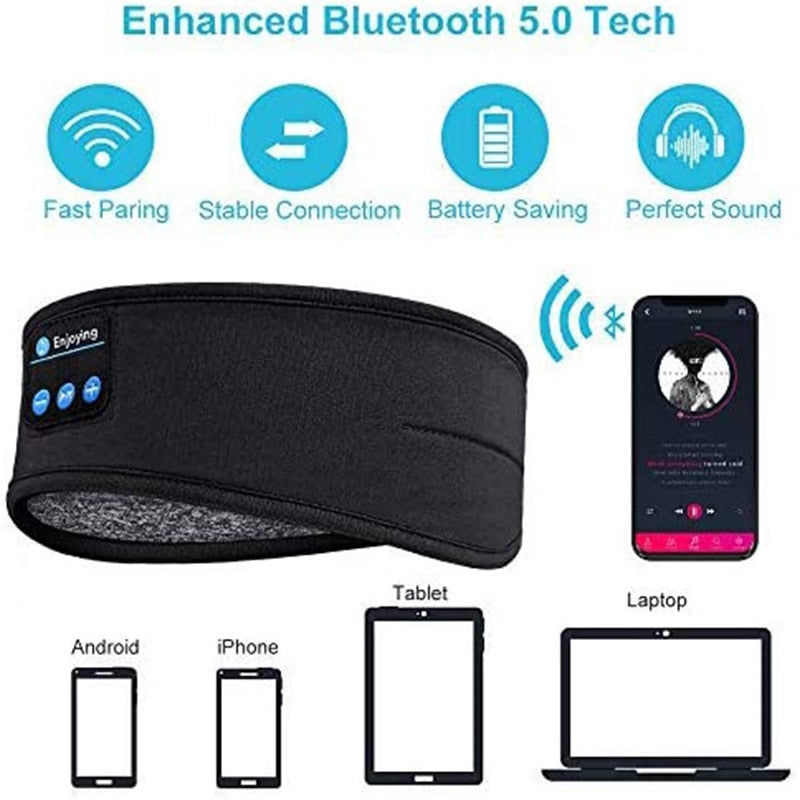 Wireless Bluetooth Sleeping Headphones Headband Thin Soft Elastic