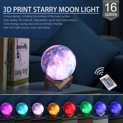 LED USB Star Galaxy Moon Lamp Stand Remote 3D Lamp