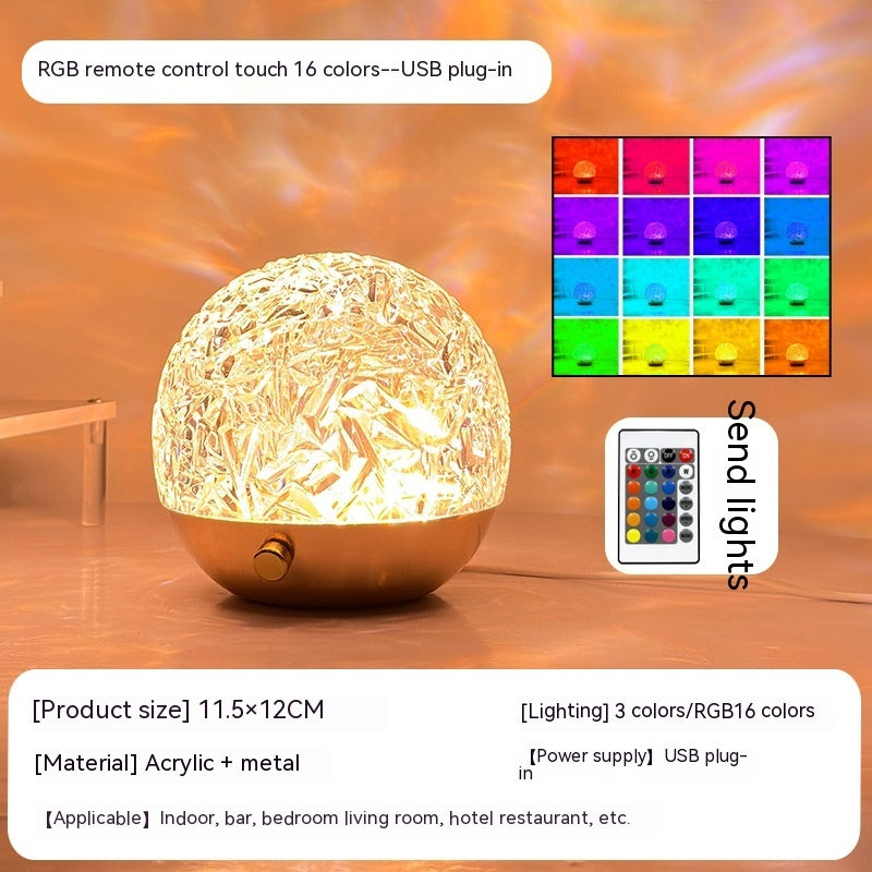 New Water Ripple Projector Night Light Crystal Mood Lamp Bedside