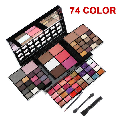 74 Colors Makeup Set Lip Gloss Blush Eyeshadow Highlight Combination