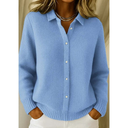Casual Fashion Button Knitted Lapel Sweater For Women