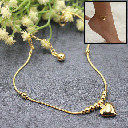 Gothic Gold Color Heart Pendant Anklet For Women