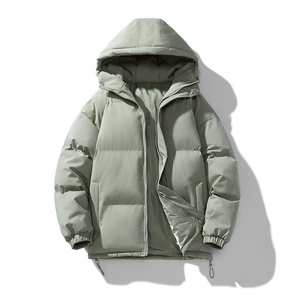 Men's Hoodie Coat Winter Fashion Solid ZIp-up Thickened Jacket