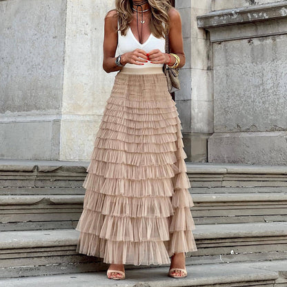 Layered Ruffles Cake Skirt Summer Fashion A Line Swing