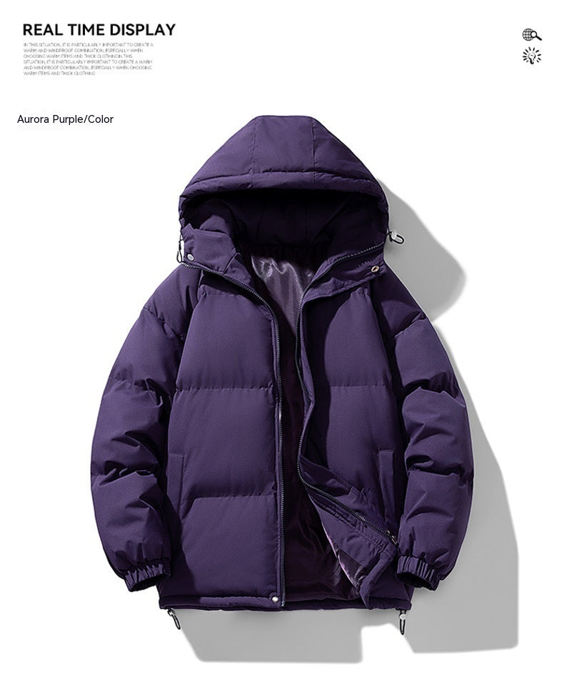 Men's Hoodie Coat Winter Fashion Solid ZIp-up Thickened Jacket