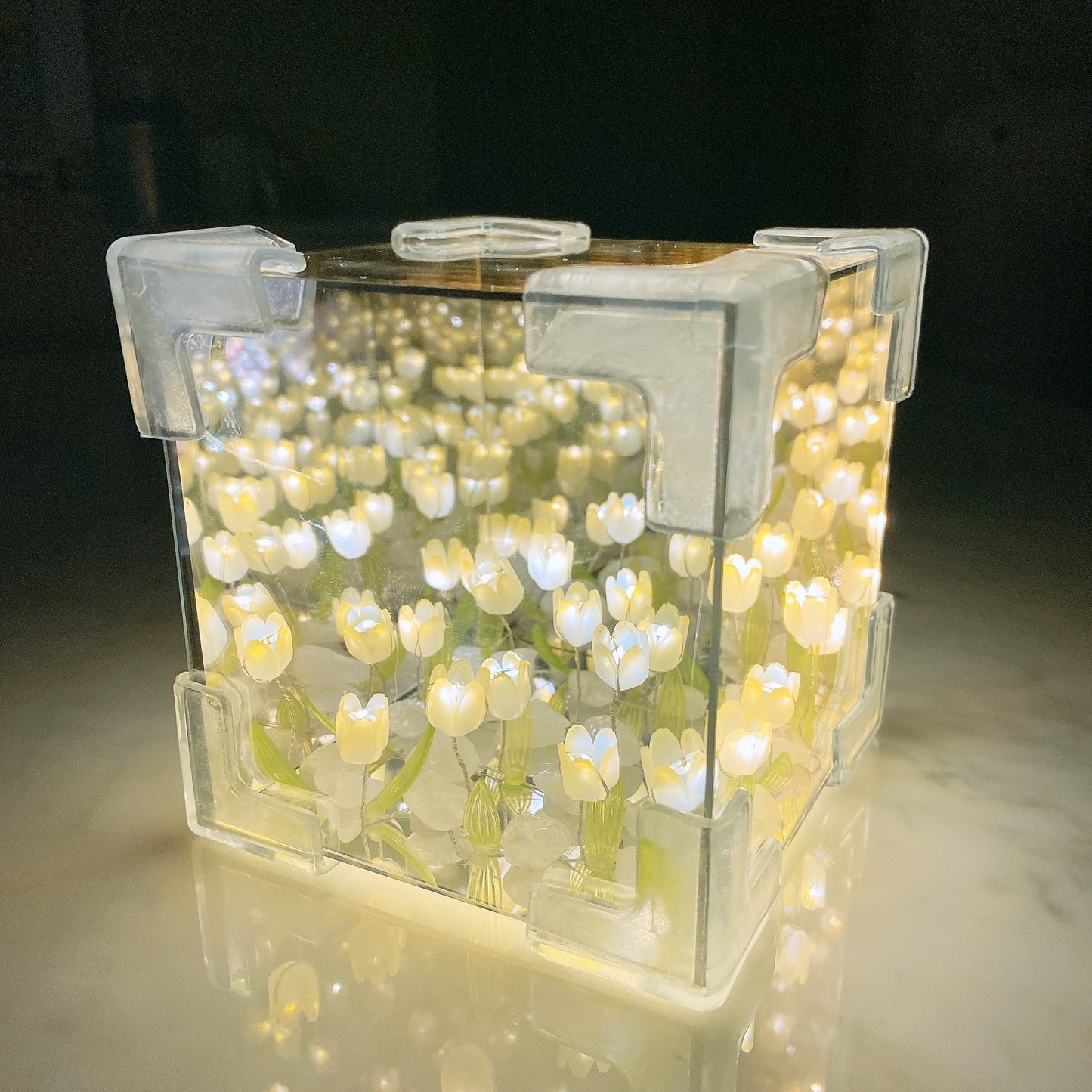 Handmade DIY Tulip Flower Small Night Light Romantic Gift For Girlfriend Mirror Lamp DIY Material Pack Atomsphere Decoration Home Decor