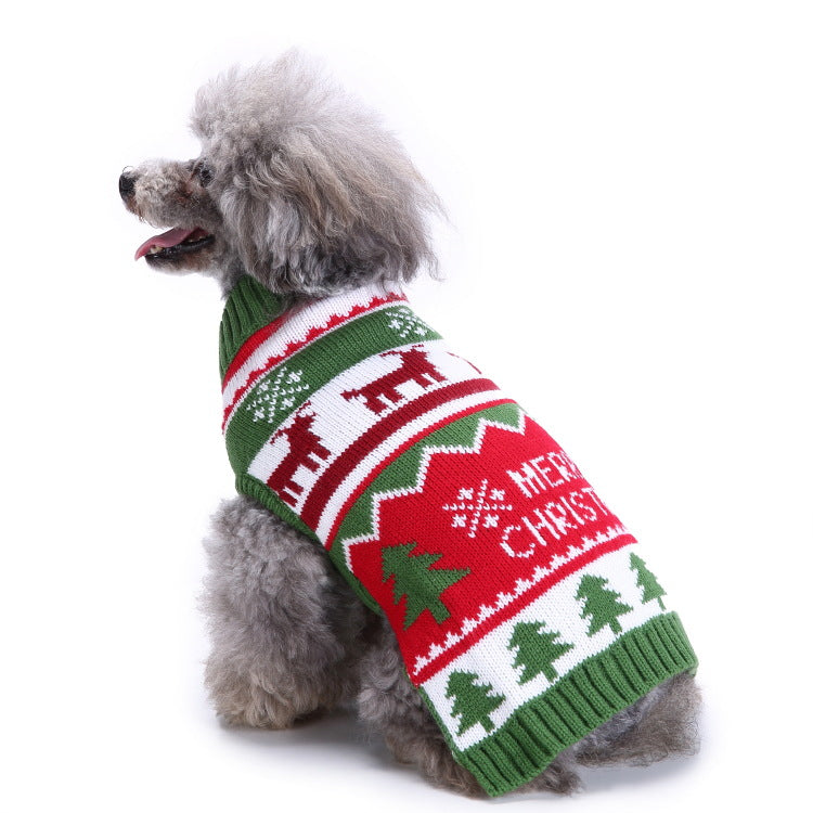 Pet Bone Stripe High Neck Christmas Sweater