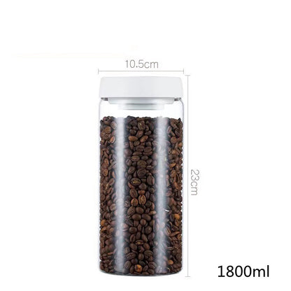 Vacuum Sealed Jug Set Black Coffee Beans Glass Airtight