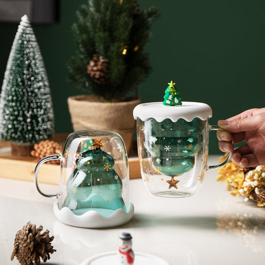 Double Heat Resistant Glass Coffee Cup Christmas Tree