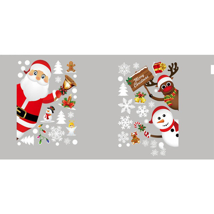 Santa Snowman Glass Sticker Window Arrangement