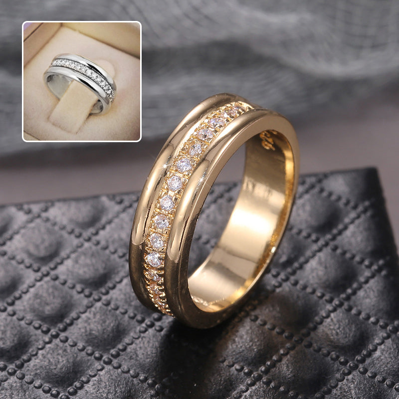 Simple Golden Sliver Rhinestones Ring Fashion