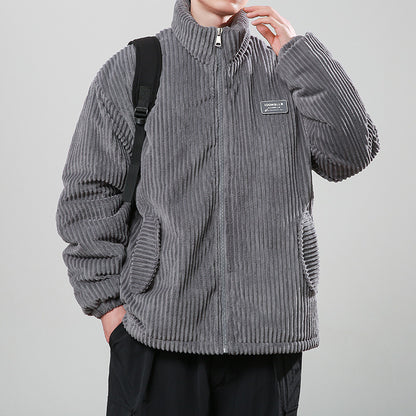 Winter Corduroy Cotton-padded Coat Warm Stand Collar