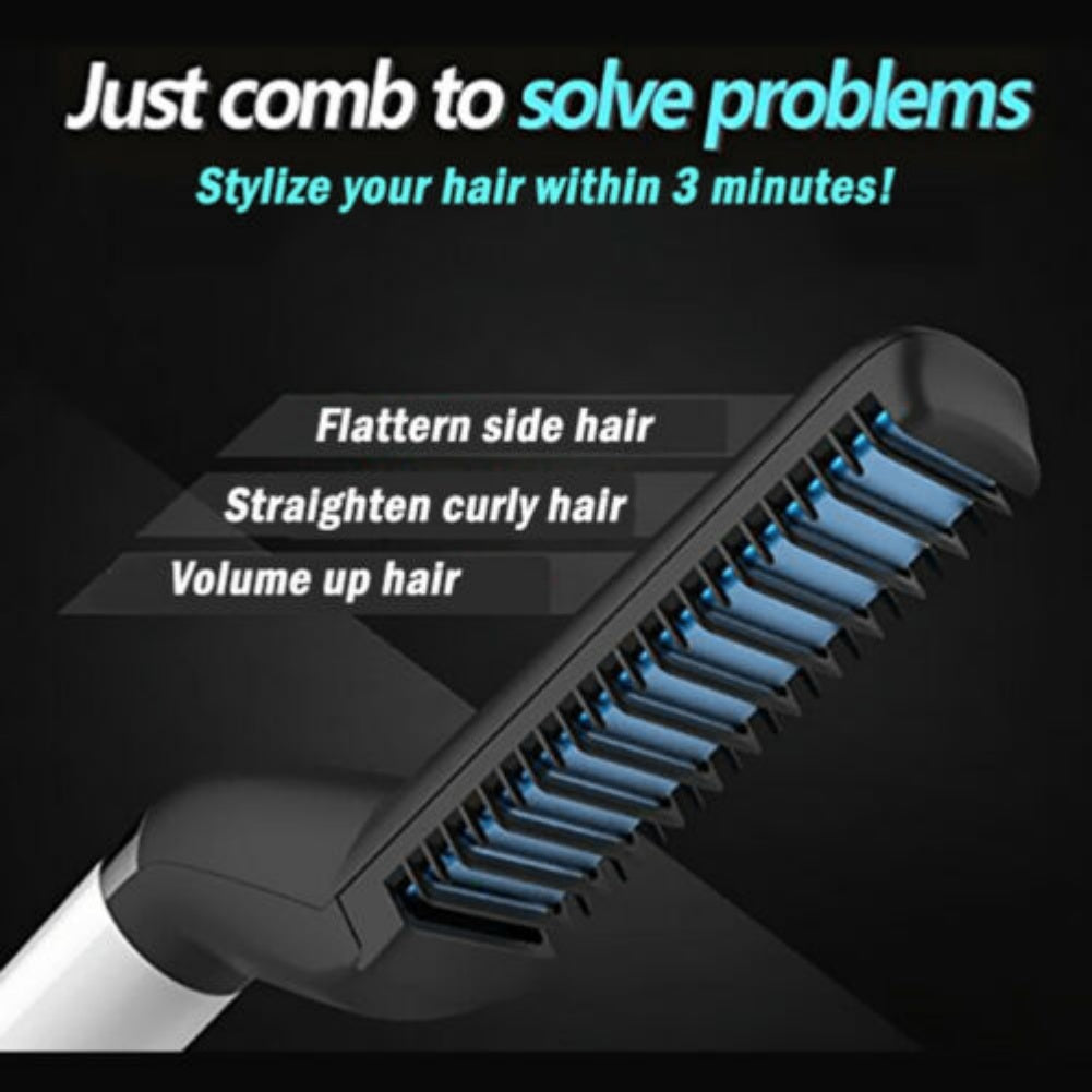 Electric Hair Straightener Brush Men Quick Beard Straightener