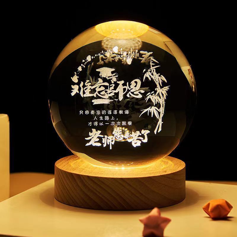 Luminous Starry Sky And Planets Moon Moon Crystal Ball Night Lamp