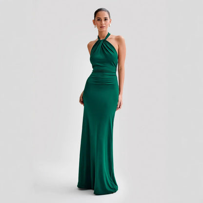 Ins Bodycon Halter Dress Sexy Backless Slim Fit Waist Slimming