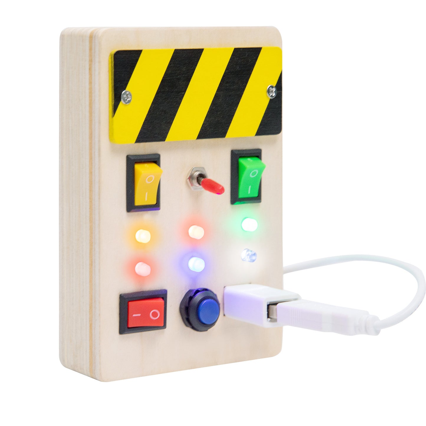 New Children's Early Education Toy Wooden Power LED Light Busy Board
