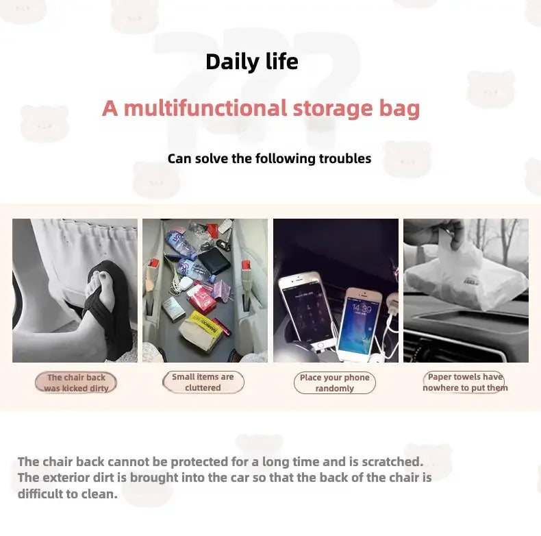 Leather Deluxe Car Seat Back Organizer-Multi-Function Storage