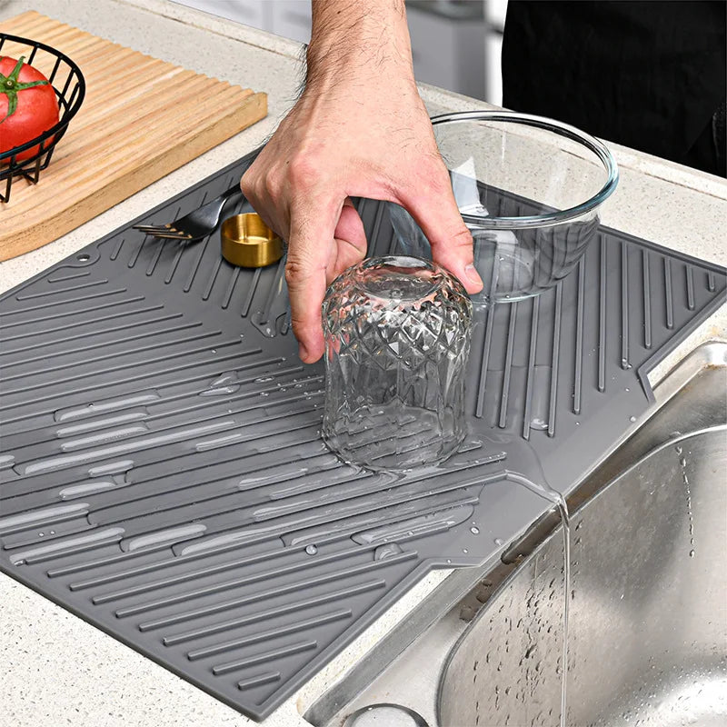 Silicone Dish Drying Mat Pots Dish Drain Mat For Kitchen
