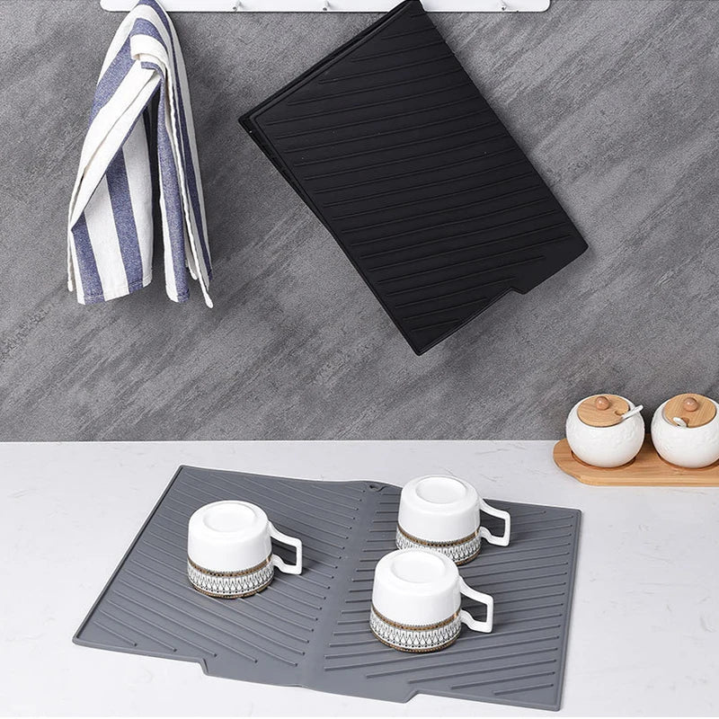 Silicone Dish Drying Mat Pots Dish Drain Mat For Kitchen