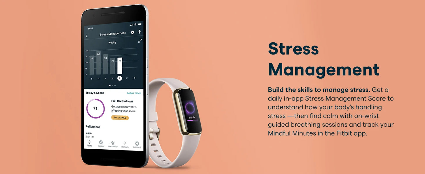 Fitbit Luxe Fitness Tracker AMOLED Screen 24/7 Heart Rate