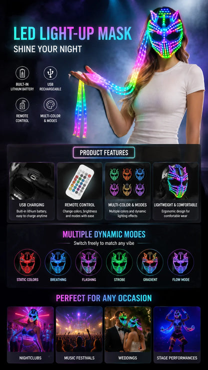 Female LED Helmet Monster Luminous Hat Light Illusion