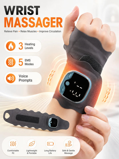 EMS Heating Wrist Massage Pad Cordless Hand Warmer Belt