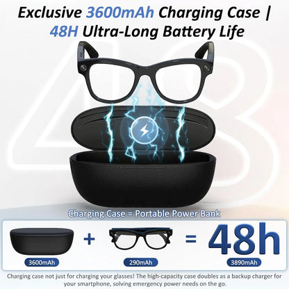New 3600mAh Large Capacity Smart Glasses 800W Pixel Anti-shake