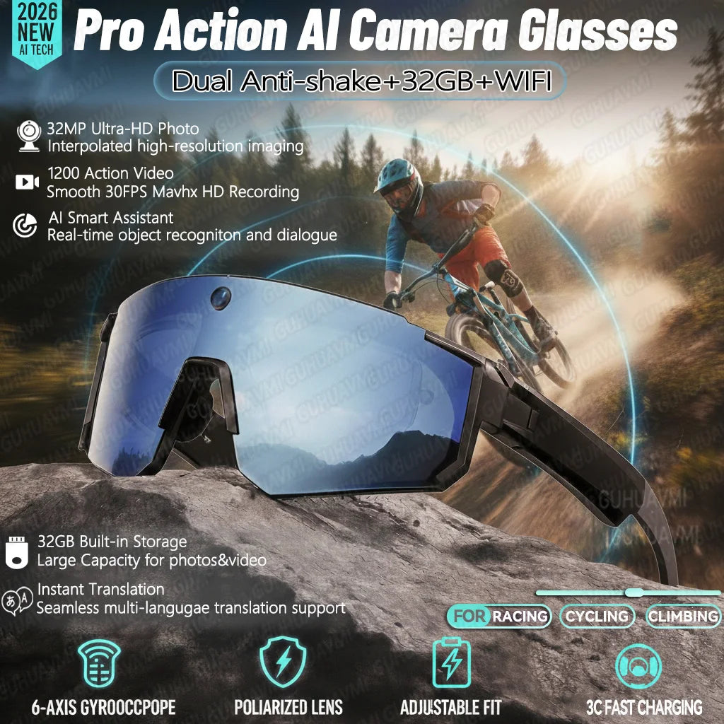 New AI smart shooting&recording glasses with 800W camera