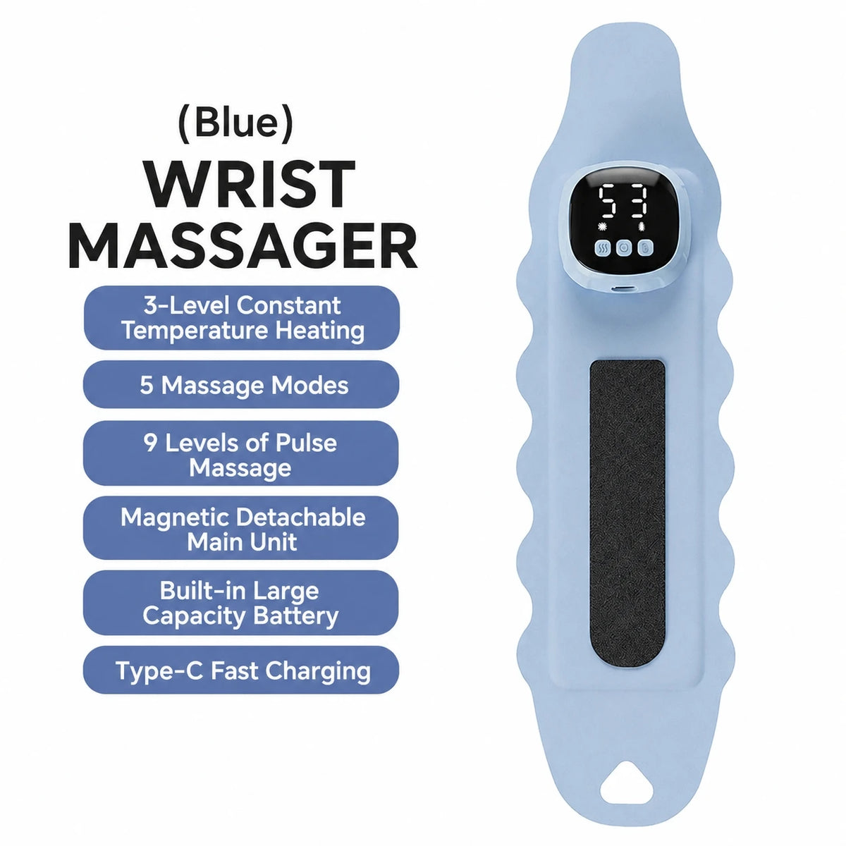 EMS Heating Wrist Massage Pad Cordless Hand Warmer Belt