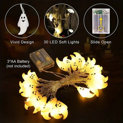 59.06inch 10 Lights, 3m 20 Lights Ghost Halloween Decoration String Lights
