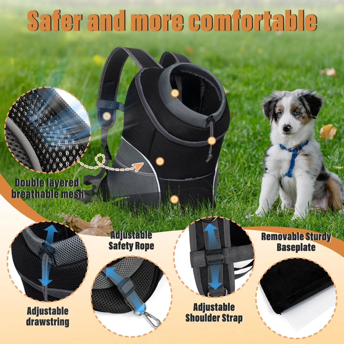 Pet Backpack Carrier for Small Dogs & Cats - Front-Folded