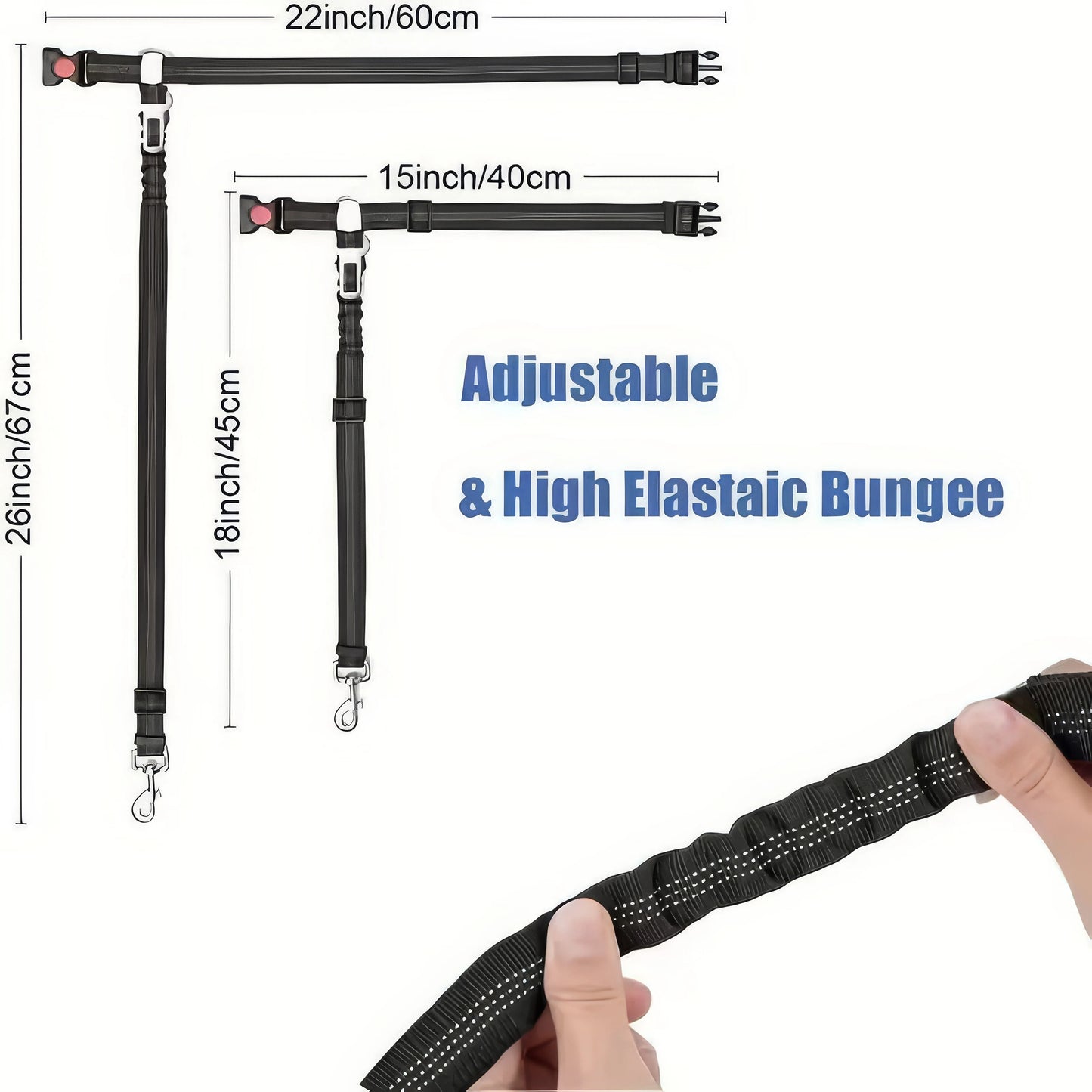 1 Black Pet Car Safety Rope, Anti Slip Buckle Design