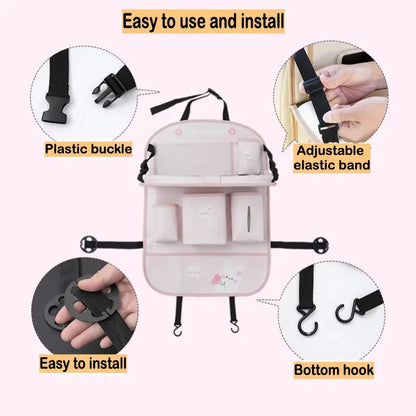 Leather Deluxe Car Seat Back Organizer-Multi-Function Storage