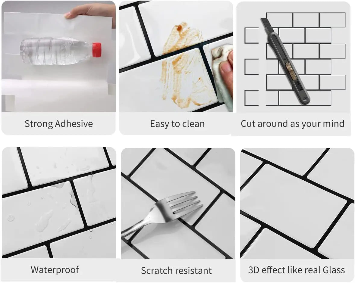 Subway Wall Stickers Peel and Stick 3d Brick Vinyl