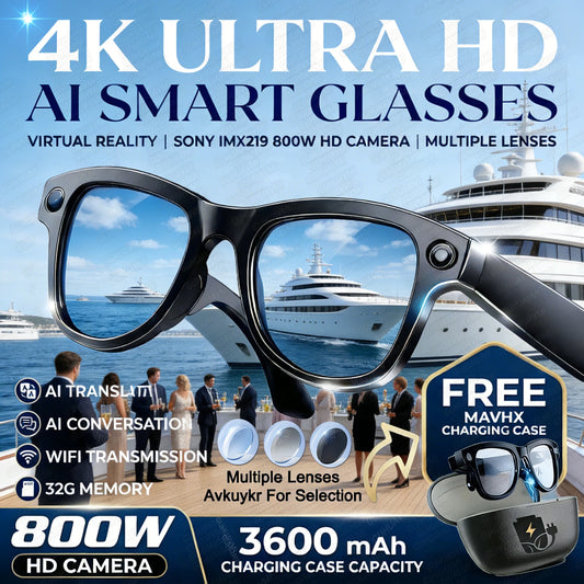 World Premiere Smart AI Glasses 4K HD 800W Pixel Camera
