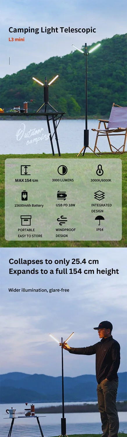 Telescopic Camping Light 15600mAh Rechargeable Lantern