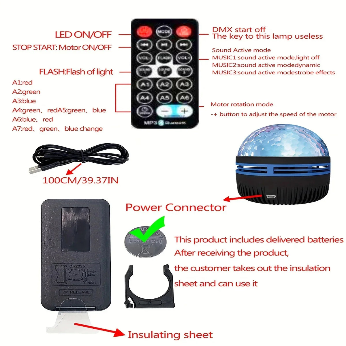 1pc Star Projector Galaxy Projector For Bedroom Night Light