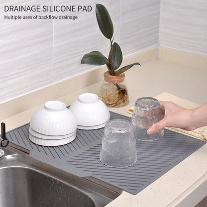 Silicone Dish Drying Mat Pots Dish Drain Mat For Kitchen